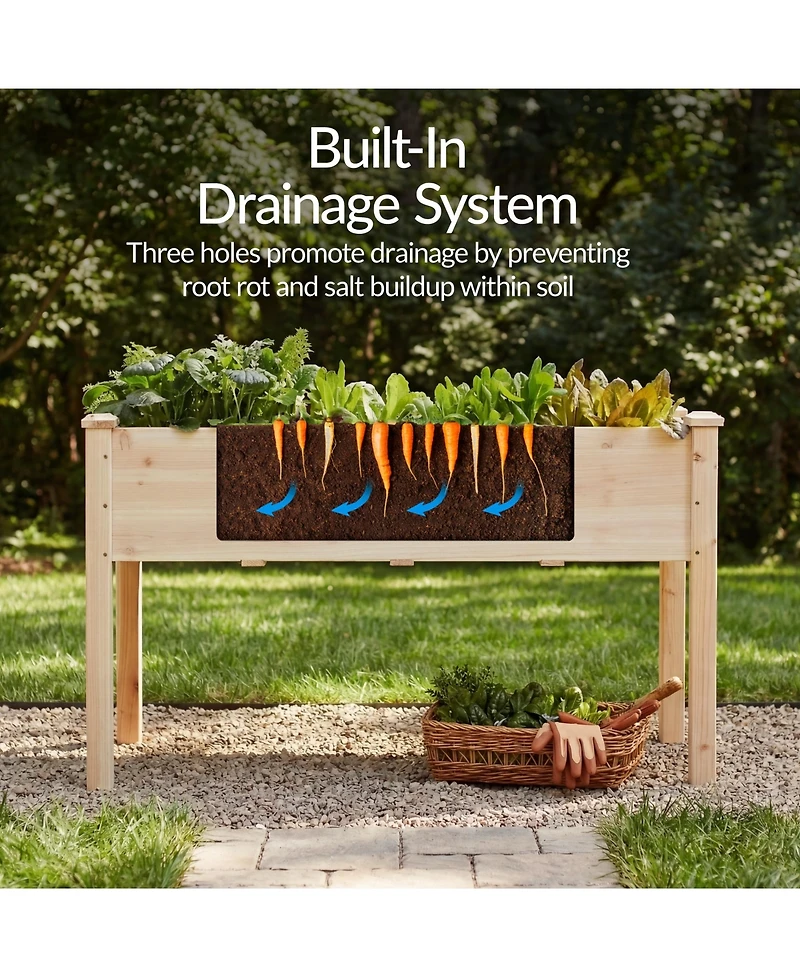 Best Choice Product 48x24x30in Raised Garden Bed, Elevated Wooden Planter for Yard w/ Foot Caps, Bed Liner