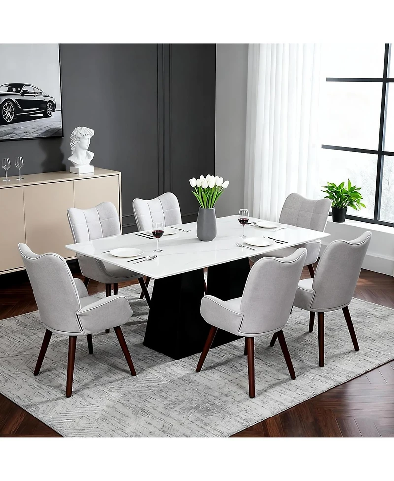 gaomon Modern Upholstered Chairs for Dining Table,Mid Century Faux Leathern Kitchen with Metal Legs,Farmhouse High Back Dinning Chair