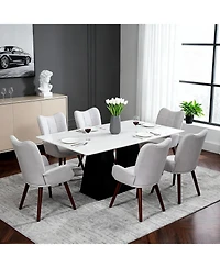 gaomon Modern Upholstered Chairs for Dining Table,Mid Century Faux Leathern Kitchen with Metal Legs,Farmhouse High Back Dinning Chair