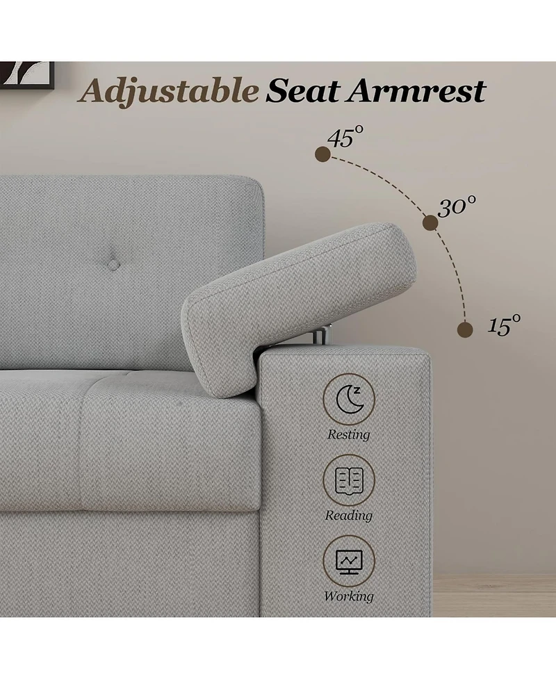 gaomon 85 Inch Modern 3 Seater Sofa for Living Room, Deep Seat Chenille Couch with Adjustable Wide Armrest & Plush Backrest