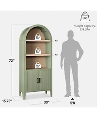 Best Choice Products 72in Tall Arched 5-Tier Bookshelf Storage Cabinet w/ Adjustable Shelves - Large