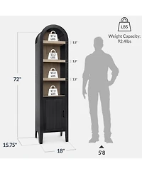 Best Choice Products 72" Tall Narrow Storage Cabinet w/ Adjustable Shelves, 4-Tier Modern Arched Bookcase 