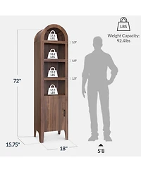 Best Choice Products 72" Tall Narrow Storage Cabinet w/ Adjustable Shelves, 4-Tier Modern Arched Bookcase - Narrow