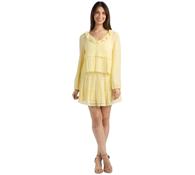 Bcx Women's Textured Long-Sleeve Peplum Top