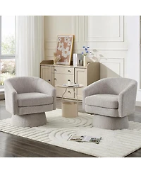 gaomon 360degree(s)Swivel Accent Chair with Arms,Round Chenille Fabric and Soft Cushion Chair for Living Room Bedroom Reading