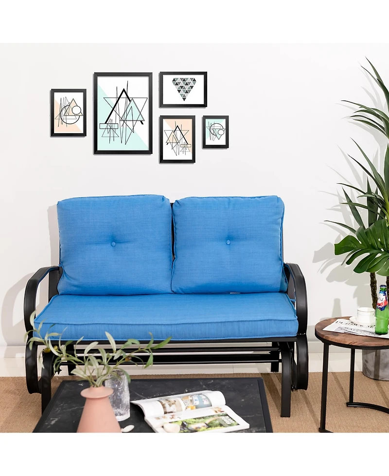 Gymax 2-Person Outdoor Patio Glider Bench Swing Seat w/ and Back Cushions Brick