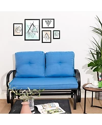 Gymax 2-Person Outdoor Patio Glider Bench Swing Seat w/ and Back Cushions Brick