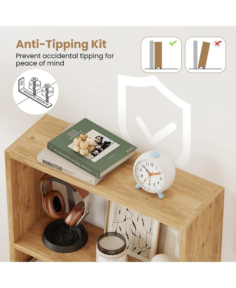 Slickblue 42 Inch 3 Tier Book Shelf with Anti Tip Kit Storage Organizer