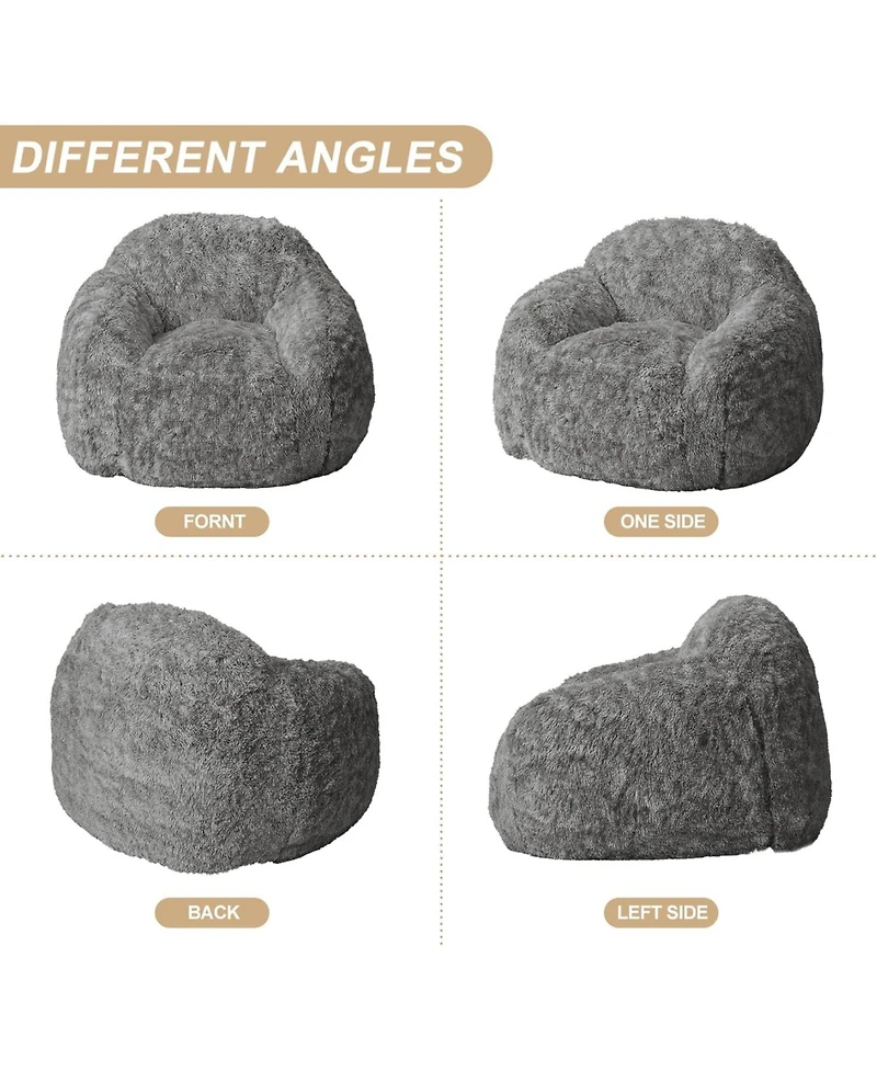 gaomon Adult Bean Bag Chair with Armrest, Faux Fur Plush