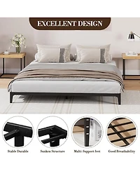 gaomon Heavy Duty Metal Bed Frame with Under Bed Storage, Steel Slat Support, Anti-Slip, No Box Spring, Queen