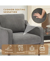 gaomon Mid-Century Modern Accent Chairs,Modern Linen Fabric Armchair for Living Room,Comfy Sofa Chairs with Scooped Arms