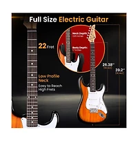 Pyle 39.2 Full-Size 6-String Electric Guitar Kit with 5W Amplifier and Accessories PEGKT400NB