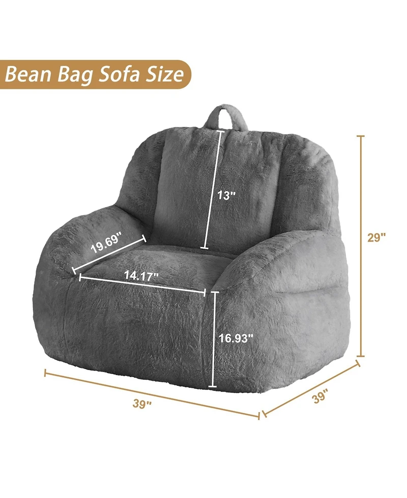 gaomon Giant Bean Bag Chair, Faux Fur Stuffed Bean Bag Couch with Filler, Bean Bag Chair for Adults, Big Lazy Sofa Floor Sofa