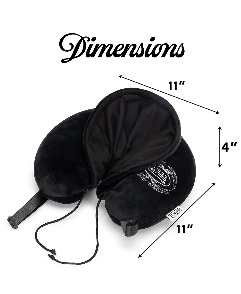 Von Dutch Pinstripe Hooded Memory Foam 11" Travel Neck Pillow