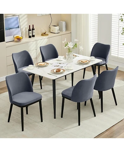 gaomon Velvet Dining Chairs Set of 6, Upholstered Side Chairs with Padded Seat & Wood Legs