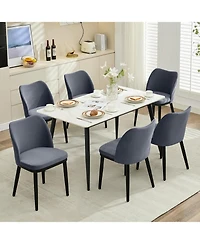 gaomon Velvet Dining Chairs Set of 6, Upholstered Side Chairs with Padded Seat & Wood Legs