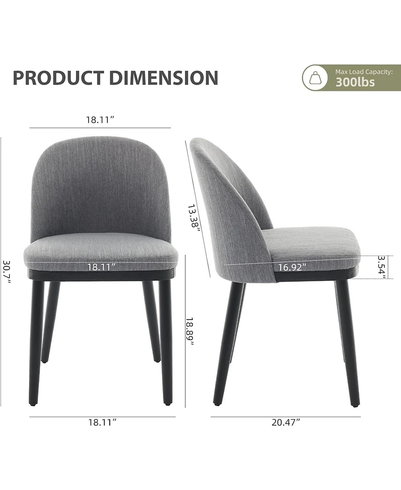 gaomon Upholstered Dining Chairs Set of 6, Fabric Chairs with Thick Cushion and Curved Back