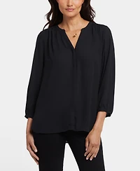 Nydj Petite Pintuck Split neck Top