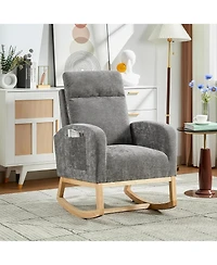 gaomon Modern Nursery Rocking Chair with Wood Legs and Side Pocket