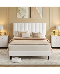 gaomon Iron Mdf Vertical Pattern Soft Bag Basic Bed, Upholstered Bed Frame, Stylish Design, Comfortable Mattress
