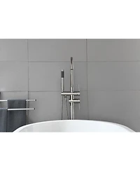 Busdays Floor Mounted Tub Faucet High Flow Freestanding Tub Filler Faucet with Handheld Shower Head and Swivel Spout