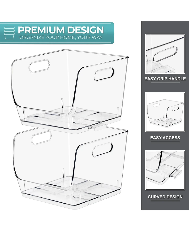 Sorbus Medium Square Stackable Open Front Storage Bins - For Pantry, Kitchen and Home Organization