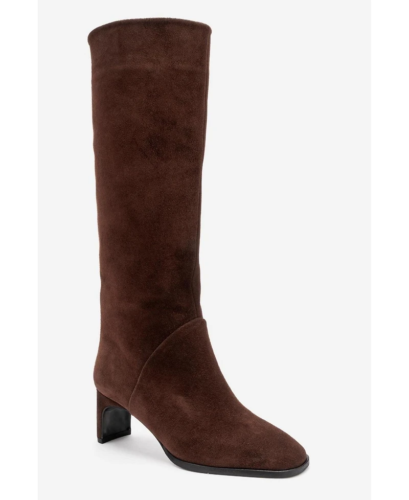 Forever & Always Shoes Women's Taly Leather Block Heel Knee High Boot