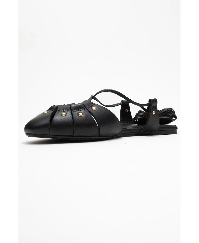 Forever & Always Shoes Women's Daria Leather Ankle Lace-Up Sandal