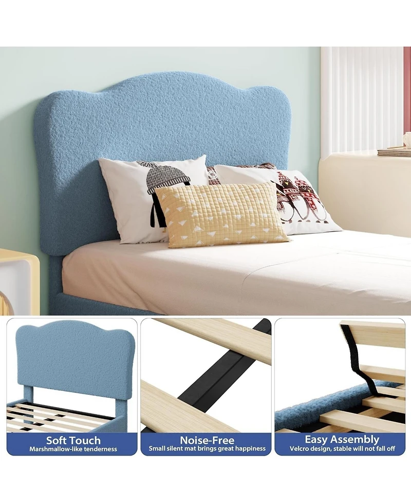 gaomon Bed Frames, Upholstered Bed Platform with Adjustable Headboard, Wood Slats,No Box Spring Needed