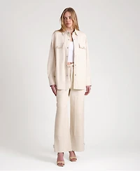 Avec Les Filles Women's Collared Oversized Shirt