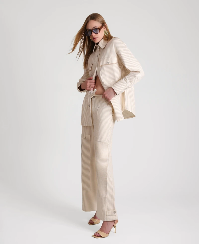 Avec Les Filles Women's Patchwork Wide Leg Jeans