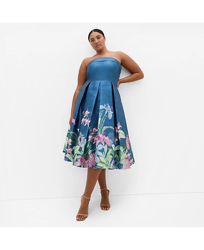 City Chic Plus Tiffany Bloom Strapless Midi Dress