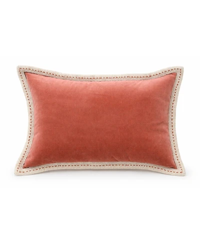 Vibhsa Solid Velvet Pick-Stitch Lumbar Decorative Pillow, 14" x 20"