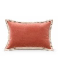 Vibhsa Solid Velvet Pick-Stitch Lumbar Decorative Pillow, 14" x 20"