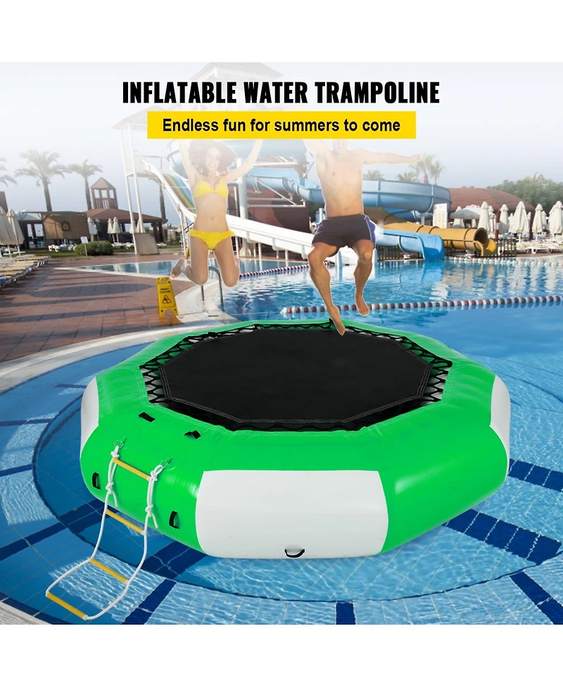 10 Ft Inflatable Water Trampoline with Ladder for Lake and Pool