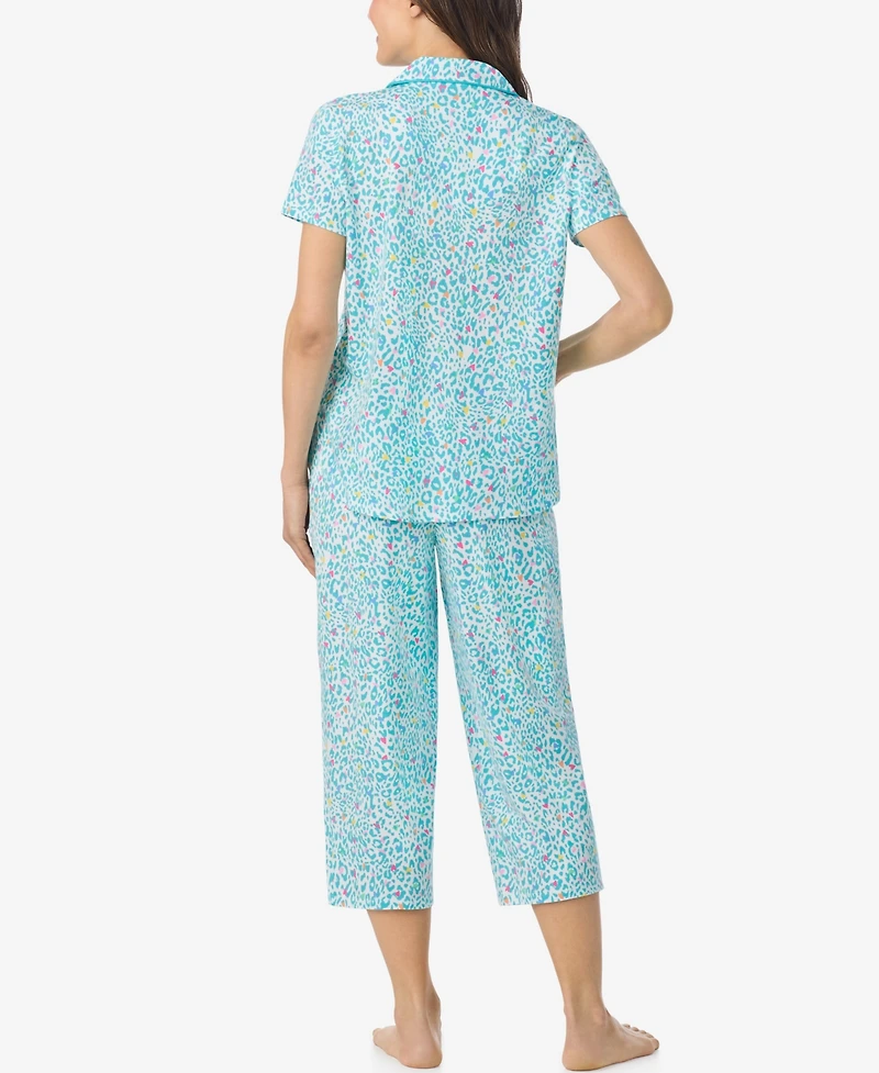 Cuddl Duds Women's Short-Sleeve Top and Cropped Pajama Pants, 2-Piece Set