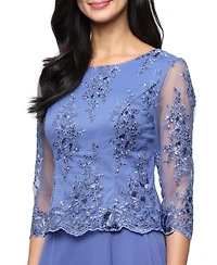 Alex Evenings Women's Embroidered Boat Neck Midi Dress
