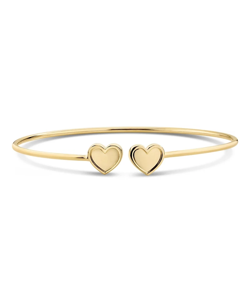 Devata Double Sweet Heart Bangle Bracelet in 14K Gold, Fits Small to Medium Wrist, Approx. 3.9 grams.