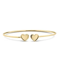 Devata Double Sweet Heart Bangle Bracelet in 14K Gold, Fits Small to Medium Wrist, Approx. 3.9 grams.
