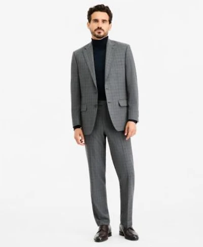 Tallia Mens Classic Fit Gray Blue Check Suit Separates