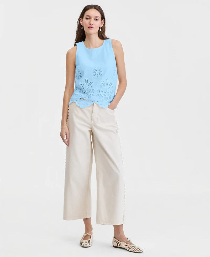 On 34th Women's Cotton Sleeveless Eyelet Tank Top, Macy's Exclusive