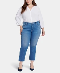 Nydj Plus Barbara Bootcut Ankle Jeans with Frayed Hems