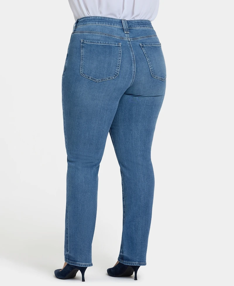 Nydj Plus Marilyn Straight Jeans with Front Patch Pockets