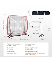 Mecale 5 x 5 Ft Baseball Softball Practice Net with Bow Frame and Carry Bag