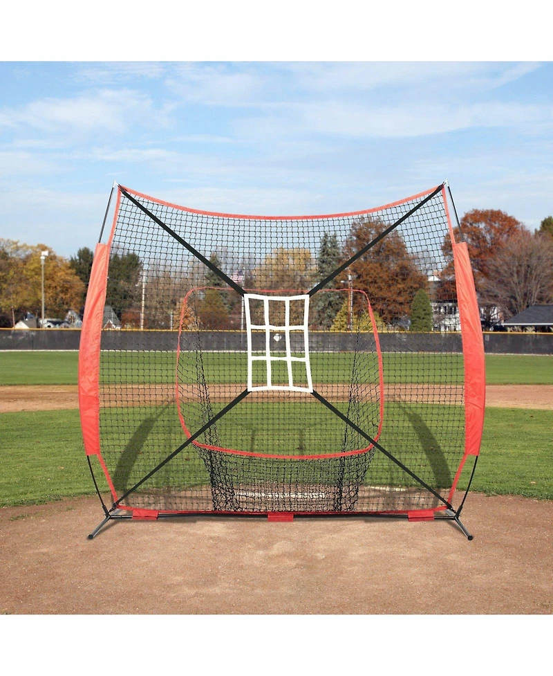 Mecale 7 x 7 Ft Baseball Softball Practice Net with Bow Frame, Tee and Ball Collector