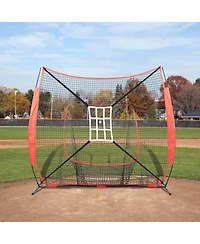 Mecale 7 x 7 Ft Baseball Softball Practice Net with Bow Frame, Tee and Ball Collector
