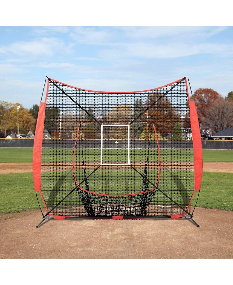Mecale 7 x 7 Ft Baseball Softball Practice Net with Bow Frame, Tee, 12 Balls and Ball Collector