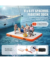 Mecale 8 x 6 Ft Inflatable Floating Dock Platform with Non-Slip Surface and Ladder