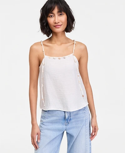 On 34th Women's Beaded-Strap Cropped Gauze Tank Top, Macy's Exclusive