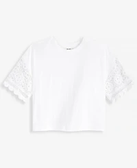 On 34th Women's Crochet-Sleeve Jersey T-Shirt, Macy's Exclusive